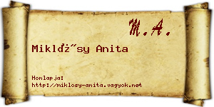 Miklósy Anita névjegykártya