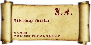 Miklósy Anita névjegykártya